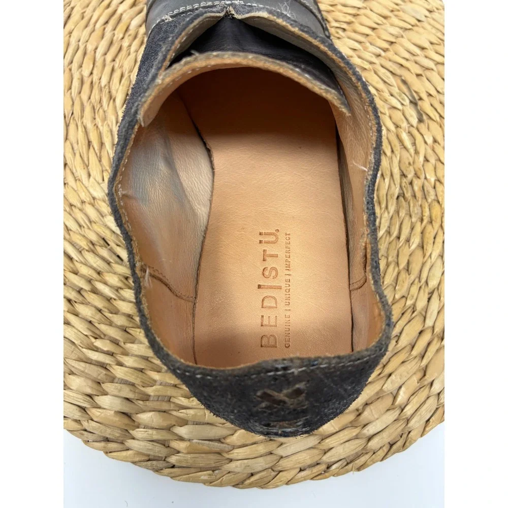 Bed Stu Women Dark Brown Distressed Leather Slip On Loafers Vibram Sole Size 11‎